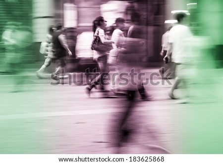 Walking in the streets of the big city crowds, the rush of abstract color background