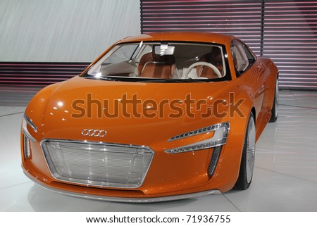 GUANGZHOU, CHINA - DEC 27: Audi e-tron car on display at the 8th China international automobile exhibition. on December 27, 2010 in Guangzhou China.