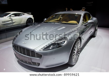 GUANGZHOU, CHINA - NOV 26: Aston Martin Rapide car on display at the 9th China international automobile exhibition. on November 26, 2011 in Guangzhou China.