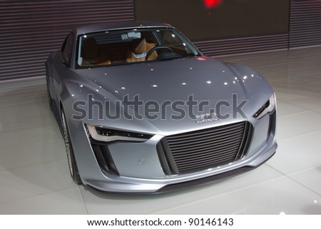 GUANGZHOU, CHINA - NOV 26: Audi E-tron concept car on display at the 9th China international automobile exhibition on November 26, 2011 in Guangzhou China.