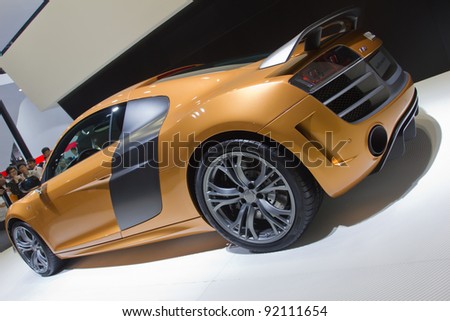 GUANGZHOU, CHINA - NOV 26: Audi R8 Limited Edition car on display at the 9th China international automobile exhibition on November 26, 2011 in Guangzhou China.