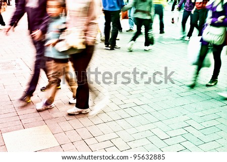 city people crowd abstract background blur action