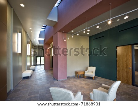 Colorful Office Lobby/ Colorful Office Lobby/ New office lobby with furniture