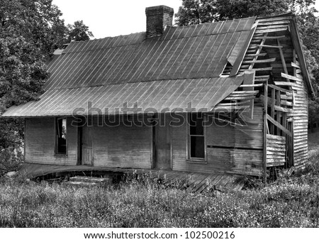 vintage wood farm house scene