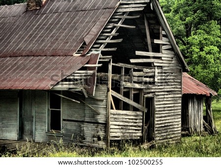 old wood farm house scene