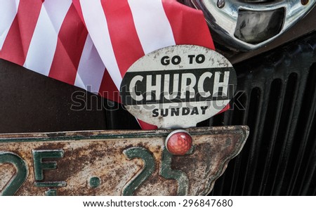church sign american flag