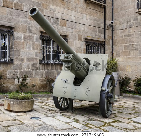 A CORUNA, SPAIN - MARCH 29, 2015: Artillery, Obus 149 military historical Museum of A Coruna. Spain