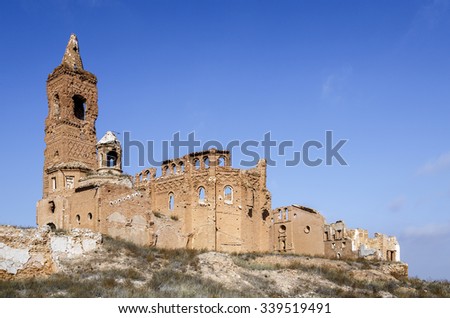 Belchite is a town in the province of Zaragoza Spain. Is known to have been the scene of one of the symbolic battles of the Spanish Civil War, the Battle of Belchite. Now it is abandoned.