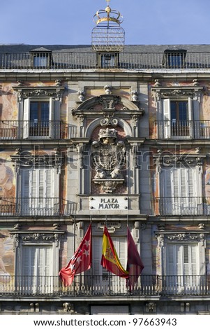 Principal building in Plaza Mayor, the most important square in Madrid