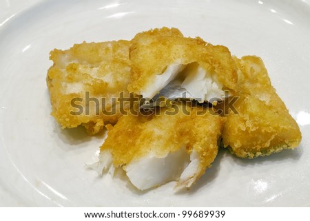 Fried salted codfish ready for a meal, Biscayan cod in