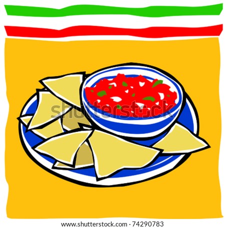 Stock Free Images on Retro Fiesta Chips And Salsa Vector Illustration   Stock Vector