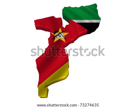 map of mozambique. Flag and map of Mozambique