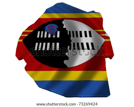 political map of swaziland. Flag and map of Swaziland