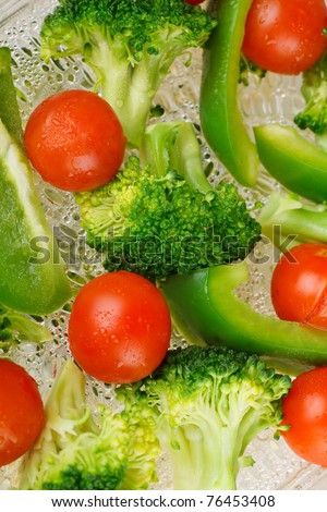 Steamed vegetables closeup