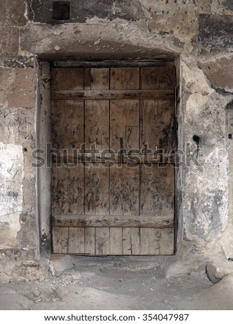 Old wooden building or house door