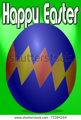 Happy Easter illustration with a painted and decorated egg and  green background / Happy Easter 1