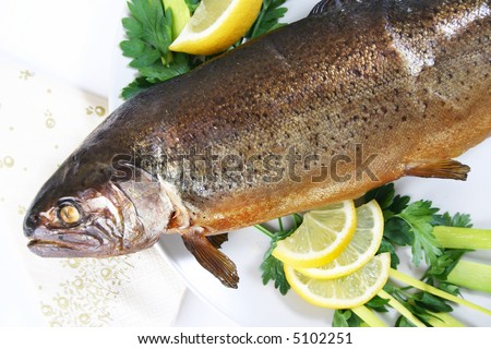 Trout smoked to perfection and served with leek and parsley