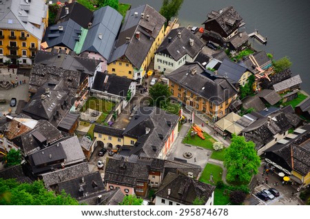 many old houses in Hallstatt Austria detailed view
