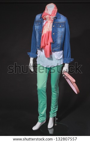 Trendy Italian spring fashion for young people on a mannequin /Italian spring fashion