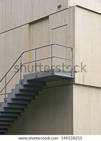 Corner Detail (Wood panel facade and concrete stairway)