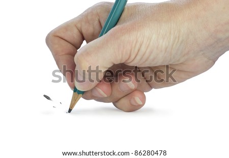 hand holding pencil and lead breaking