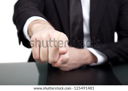 Businessman pointing finger at You