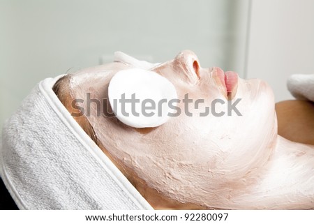 Facial mask in spa beauty salon