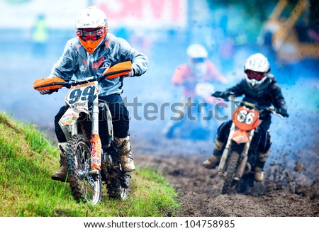 BUCHAREST, ROMANIA - MAY 19: Unknown riders participate at training for Dementor Cup Championship, May 19, 2012 at Ciolpani, Bucharest, Romania