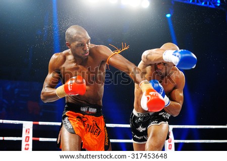 GALATI, ROMANIA - DECEMBER 21: Unidentified fighters fighting in the ring at Superkombat World Grand Prix finals, on December 21, Galati Romania