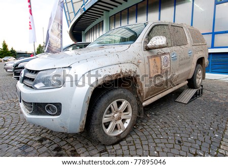 stock photo BUCHAREST ROMANIA MAY 13 WV Amarok is on display at