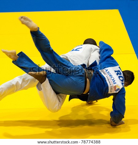 BUCHAREST, ROMANIA - JUNE 4: Contestants participate in the Judo World Cup Men 2011 on June 4, 2011, Bucharest, Romania