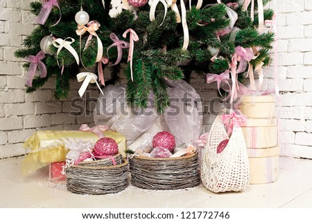 christmas gifts under the fir tree