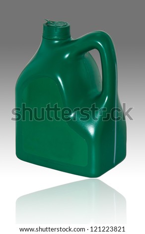 Green gallons of oil for the car.