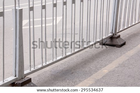 mobile steel fence at a barrier on street