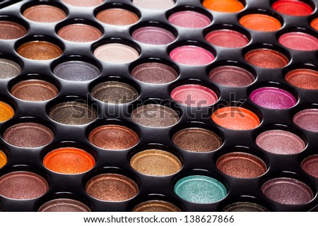 Professional eye shadows palette. Makeup background