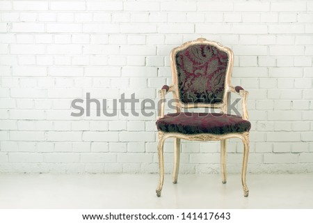 Vintage chair in empty room. Copy-space