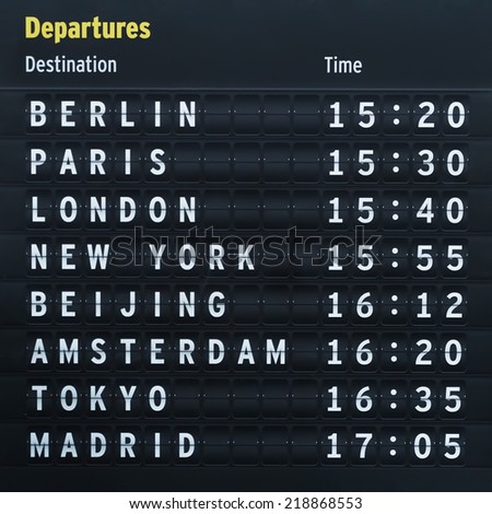 Flight destination information display board