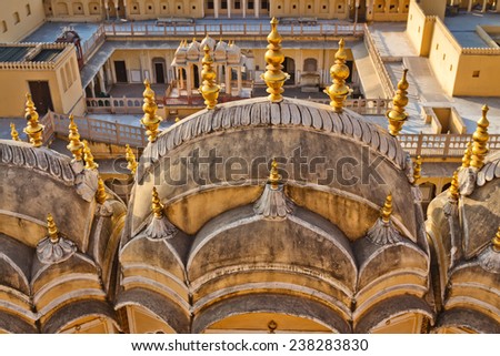 Exterior of Jaipur City Palace, India. City Palace walls