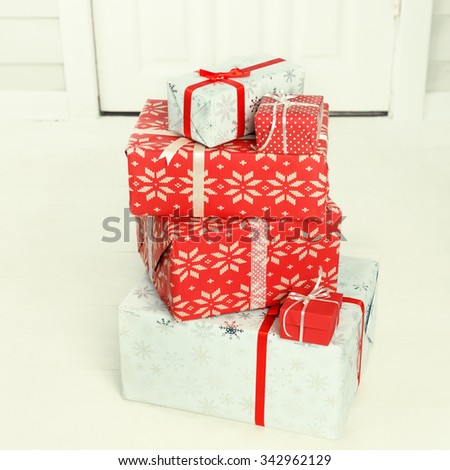 Christmas gift boxes delivered to house front door