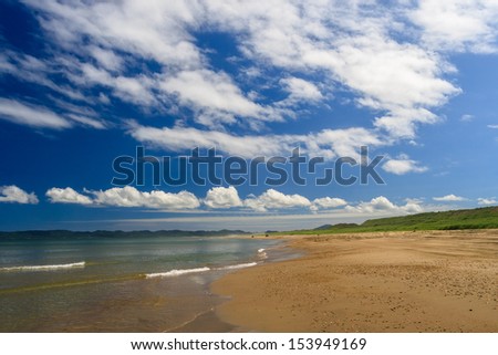 Beach and Blue Sky, Sea of Okhotsk, Sakhalin Island, Russia