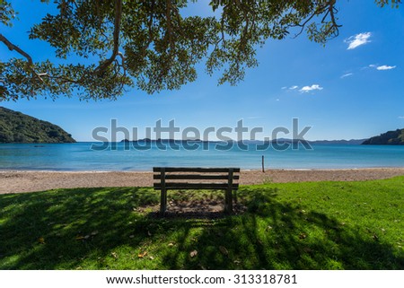 Summer Landscape with Blue Sky on the Pacific Sea Coast, Bay Of Islands, Northland, North Island, New Zealand