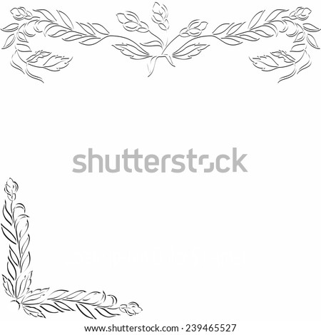Black floral folk pattern on white background