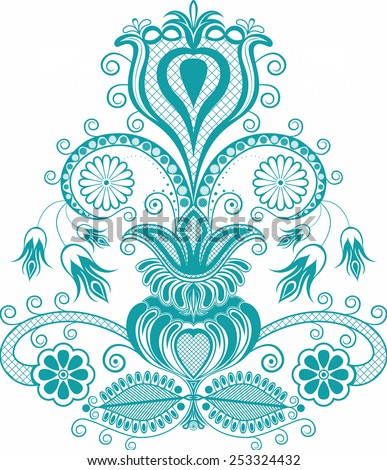 Turquoise Hungarian folk pattern