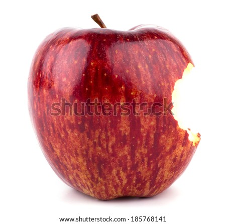 Red bitten apple isolated on white background