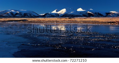 snow mount by the river,view in Tibet