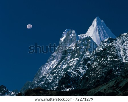 snow mount  in moonlight,view in Tibet