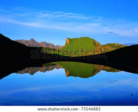 mount and lake,view at JiuDing Mount in SiChuan China