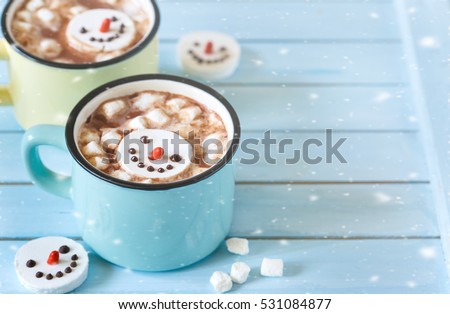 Sweet winter times drink hot chocolate with marshmallow