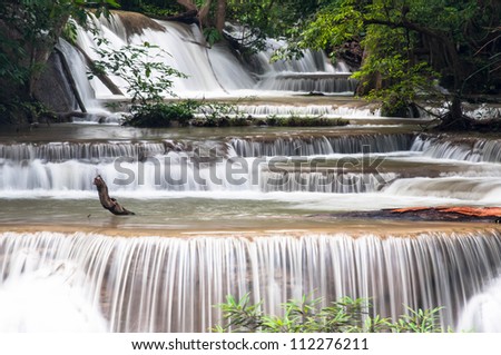 The waterfall in rain forest is beautiful.Hauymaekhamin waterfall  ,Thailand