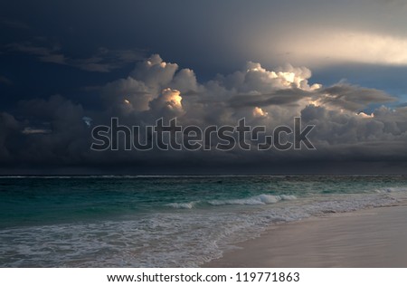 The sky above ocean before storm